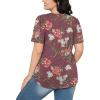 imageOFEEFAN Womens T Shirts Short Sleeve Pleated Dressy Casual Scooped Neck Summer Tops Blouses2floral Mauve