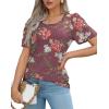 imageOFEEFAN Womens T Shirts Short Sleeve Pleated Dressy Casual Scooped Neck Summer Tops Blouses2floral Mauve