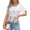 imageOFEEFAN Womens T Shirts Short Sleeve Pleated Dressy Casual Scooped Neck Summer Tops Blouses2floral Multi