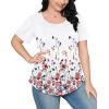 imageOFEEFAN Womens T Shirts Short Sleeve Pleated Dressy Casual Scooped Neck Summer Tops Blouses2floral Multi