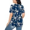 imageOFEEFAN Womens T Shirts Short Sleeve Pleated Dressy Casual Scooped Neck Summer Tops Blouses2floral Navy