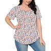 imageOFEEFAN Womens T Shirts Short Sleeve Pleated Dressy Casual Scooped Neck Summer Tops Blouses2floral Pink