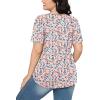 imageOFEEFAN Womens T Shirts Short Sleeve Pleated Dressy Casual Scooped Neck Summer Tops Blouses2floral Pink
