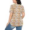 imageOFEEFAN Womens T Shirts Short Sleeve Pleated Dressy Casual Scooped Neck Summer Tops Blouses2floral Red