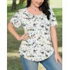 imageOFEEFAN Womens T Shirts Short Sleeve Pleated Dressy Casual Scooped Neck Summer Tops Blouses2floral White