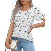 imageOFEEFAN Womens T Shirts Short Sleeve Pleated Dressy Casual Scooped Neck Summer Tops Blouses2floral White