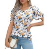 imageOFEEFAN Womens T Shirts Short Sleeve Pleated Dressy Casual Scooped Neck Summer Tops Blouses2floral Yellow