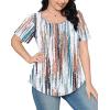 imageOFEEFAN Womens T Shirts Short Sleeve Pleated Dressy Casual Scooped Neck Summer Tops Blouses3tiedye Brown