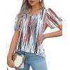 imageOFEEFAN Womens T Shirts Short Sleeve Pleated Dressy Casual Scooped Neck Summer Tops Blouses3tiedye Brown