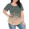 imageOFEEFAN Womens T Shirts Short Sleeve Pleated Dressy Casual Scooped Neck Summer Tops Blouses3tiedye Coral