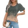 imageOFEEFAN Womens T Shirts Short Sleeve Pleated Dressy Casual Scooped Neck Summer Tops Blouses3tiedye Coral