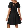imageWomen Puff Sleeve Square Neck Tie in Back Dresses with ZipperA Black
