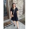 imageWomen Puff Sleeve Square Neck Tie in Back Dresses with ZipperA Black