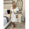 imageWomen Puff Sleeve Square Neck Tie in Back Dresses with ZipperA White