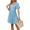 imageWomen Puff Sleeve Square Neck Tie in Back Dresses with ZipperBaby Blue