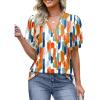 imageOFEEFAN Womens Pleated Puff Sleeve Tops Summer V Neck Tunic Shirts Loose Curved Hem Blouses Dressy Casual S3XLC20multicolor
