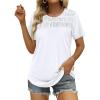 imageOFEEFAN Womens Summer Tops 2025 Trendy Short Sleeve Shirts Smocked Crewneck TeeBwhite