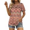 imageOFEEFAN Womens Summer Tops 2025 Trendy Short Sleeve Shirts Smocked Crewneck TeeZbohemia