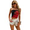 imageOFEEFAN Tube Tops for Women Floral Printed Summer Beach Vacation Outfits 2025 Ttrendy FashionAfloral Red H