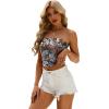 imageOFEEFAN Tube Tops for Women Floral Printed Summer Beach Vacation Outfits 2025 Ttrendy FashionBfloral Black D