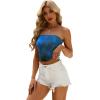imageOFEEFAN Tube Tops for Women Floral Printed Summer Beach Vacation Outfits 2025 Ttrendy FashionCtie Dye Blue A1