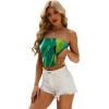 imageOFEEFAN Tube Tops for Women Floral Printed Summer Beach Vacation Outfits 2025 Ttrendy FashionCtie Dye Green