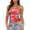 imageOFEEFAN Tube Tops for Women Floral Printed Summer Beach Vacation Outfits 2025 Ttrendy FashionBfloral Pink E