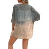 imageOFEEFAN Beach Cover Ups for Women 34 Length Sleeve Womens Tops Summer Cardigan Casual Blouses Loose FitB Grey Coral