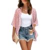 imageOFEEFAN Beach Cover Ups for Women 34 Length Sleeve Womens Tops Summer Cardigan Casual Blouses Loose FitB Pink Dot