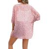 imageOFEEFAN Beach Cover Ups for Women 34 Length Sleeve Womens Tops Summer Cardigan Casual Blouses Loose FitB Pink Dot