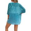 imageOFEEFAN Beach Cover Ups for Women 34 Length Sleeve Womens Tops Summer Cardigan Casual Blouses Loose FitBlue Striped