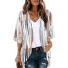 imageOFEEFAN Beach Cover Ups for Women 34 Length Sleeve Womens Tops Summer Cardigan Casual Blouses Loose FitB Tiedye