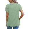imageOFEEFAN Shirts for Women Short Sleeve Tops Pleated Crew Neck Casual Summer Fashion Tops Loose FitGreen