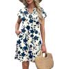 imageOFEEFAN Summer Dresses for Women Beach Cover Ups for Women with Pockets V Neck Swimsuit Loose FitNavy Blue Floral