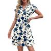imageOFEEFAN Summer Dresses for Women Beach Cover Ups for Women with Pockets V Neck Swimsuit Loose FitNavy Blue Floral