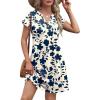 imageOFEEFAN Summer Dresses for Women Beach Cover Ups for Women with Pockets V Neck Swimsuit Loose FitNavy Blue Floral
