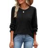 imageOFEEFAN Womens Tops Dressy Casual Long Sleeve Shirts for Women Business Casual Outfits Lightweight Fall Sweaters WarmBlack