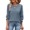 imageOFEEFAN Womens Tops Dressy Casual Long Sleeve Shirts for Women Business Casual Outfits Lightweight Fall Sweaters WarmBlue