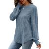 imageOFEEFAN Womens Tops Dressy Casual Long Sleeve Shirts for Women Business Casual Outfits Lightweight Fall Sweaters WarmBlue