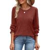 imageOFEEFAN Womens Tops Dressy Casual Long Sleeve Shirts for Women Business Casual Outfits Lightweight Fall Sweaters WarmCaramel