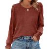 imageOFEEFAN Womens Tops Dressy Casual Long Sleeve Shirts for Women Business Casual Outfits Lightweight Fall Sweaters WarmCaramel