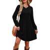 imageOFEEFAN Womens Long Sleeve Fall Dresses with Pockets Crew Neck Babydoll Casual Winter Dress 2025Black