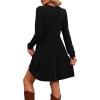 imageOFEEFAN Womens Long Sleeve Fall Dresses with Pockets Crew Neck Babydoll Casual Winter Dress 2025Black