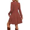 imageOFEEFAN Womens Long Sleeve Fall Dresses with Pockets Crew Neck Babydoll Casual Winter Dress 2025Caramel