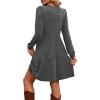 imageOFEEFAN Womens Long Sleeve Fall Dresses with Pockets Crew Neck Babydoll Casual Winter Dress 2025Dark Grey