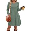 imageOFEEFAN Womens Long Sleeve Fall Dresses with Pockets Crew Neck Babydoll Casual Winter Dress 2025Green