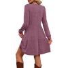 imageOFEEFAN Womens Long Sleeve Fall Dresses with Pockets Crew Neck Babydoll Casual Winter Dress 2025Purple