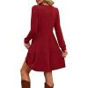 imageOFEEFAN Womens Long Sleeve Fall Dresses with Pockets Crew Neck Babydoll Casual Winter Dress 2025Red