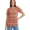 imageOFEEFAN Womens Summer Tops Pleated Swiss Dot Puff Sleeve Crew Neck T Shirts Loose Casual S3XLBoho Pink