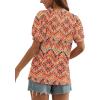 imageOFEEFAN Womens Summer Tops Pleated Swiss Dot Puff Sleeve Crew Neck T Shirts Loose Casual S3XLBoho Pink